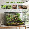 Load image into Gallery viewer, Reptile Glass Terrarium, Reptile Vivarium with Tree Bark Background, Front Ventilation, Escape-Proof Knob Lock, Glass Enclosure for Lizards, Horned Frogs, Snakes, 50 x 30 x 35 cm, Black
