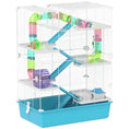 Load image into Gallery viewer, PawHut Hamster Cage, 6 Tier Small Animal Cage with Tubes and Tunnels, 32" DIY Design Large Hamster Cage with Hut, Wheel, Food Dish, Water Bottle, Ramps, for Dwarf & Gerbil, Light Blue
