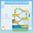 Load image into Gallery viewer, PawHut Hamster Cage, 6 Tier Small Animal Cage with Tubes and Tunnels, 32" DIY Design Large Hamster Cage with Hut, Wheel, Food Dish, Water Bottle, Ramps, for Dwarf & Gerbil, Light Blue
