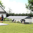 Load image into Gallery viewer, Outdoor Dog Kennel with Roof, 20' x 7.5' x 5' Chain Link Dog Run with Waterproof UV-Resistant Cover, Double Secure Locks, Adjustable Rotating Bowls, for Large Breeds, Chickens, Ducks, Geese

