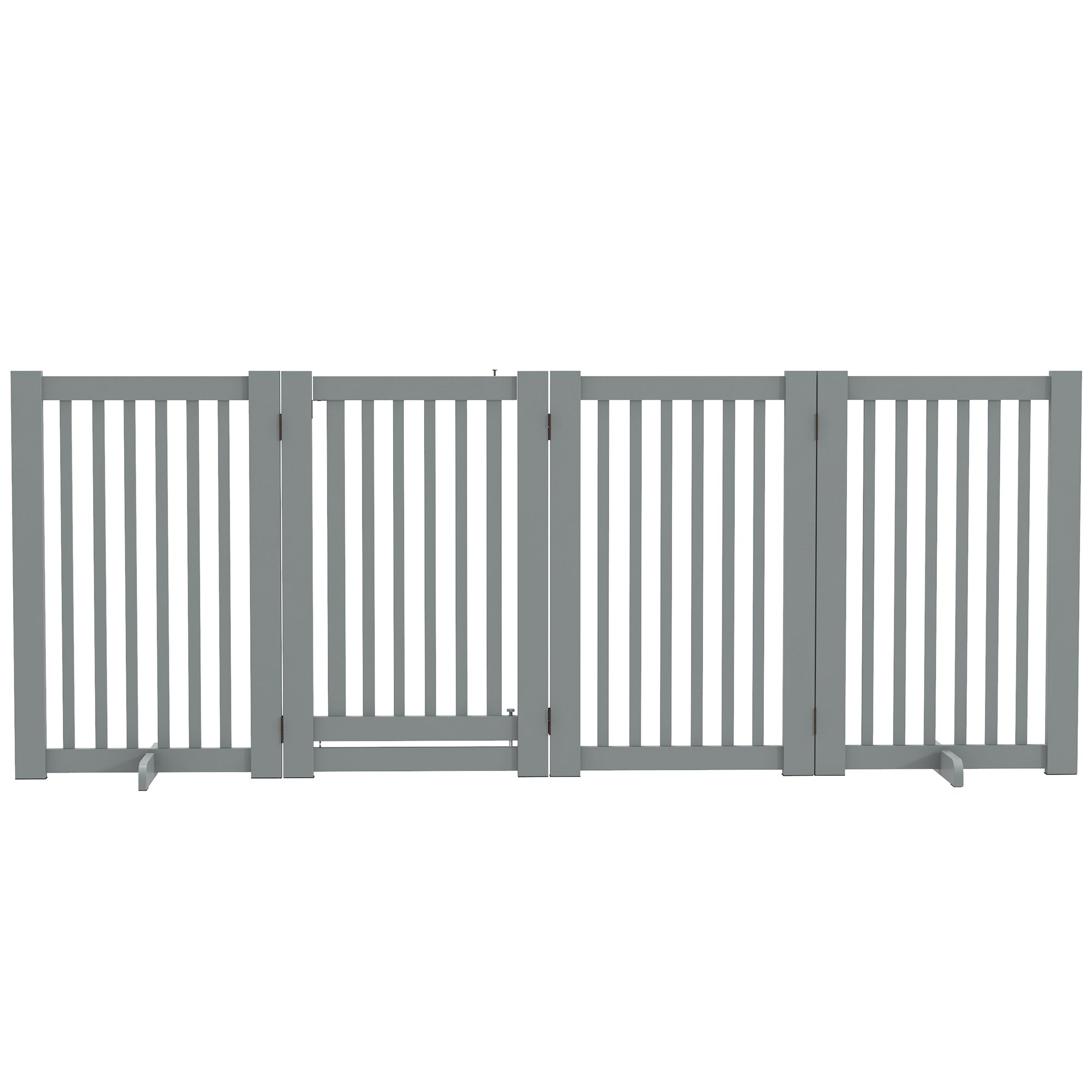 30"H Foldable Dog Gate with Door, 4 Panels Freestanding Pet Gate Barriers Indoor with Support Feet, Puppy Fence for Dogs, Light Grey