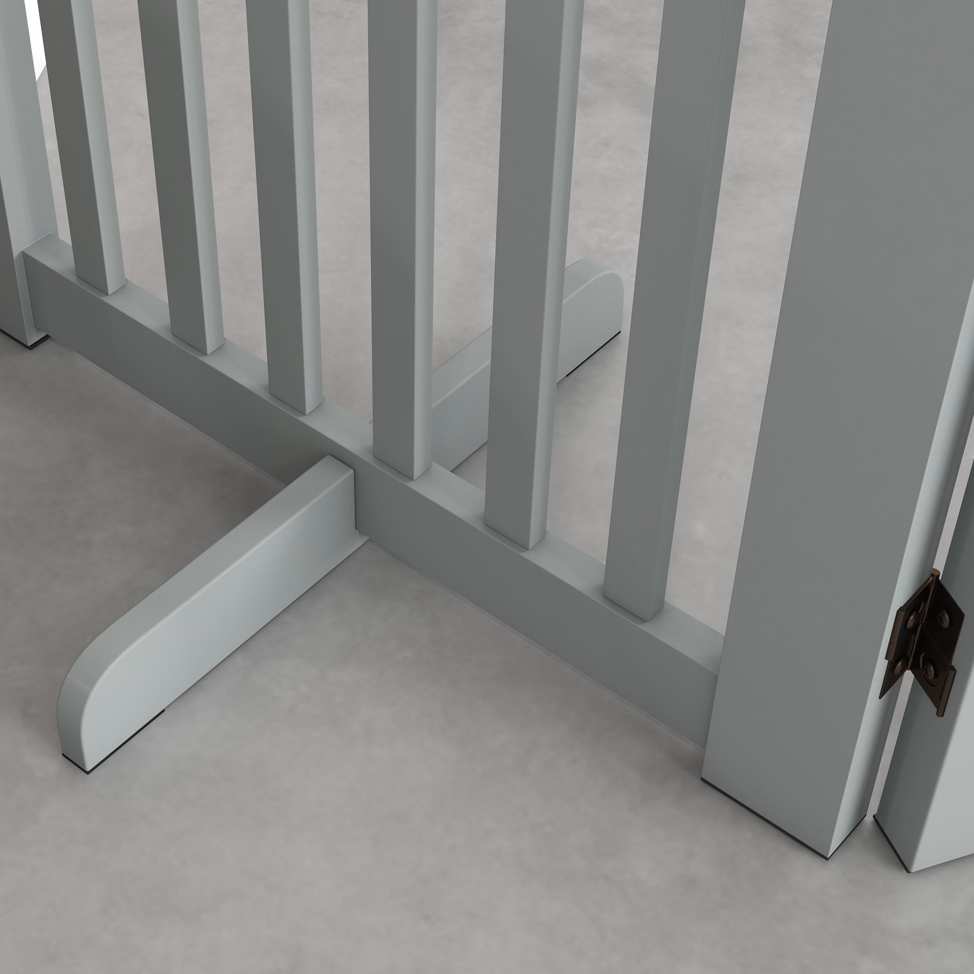 30"H Foldable Dog Gate with Door, 4 Panels Freestanding Pet Gate Barriers Indoor with Support Feet, Puppy Fence for Dogs, Light Grey