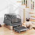 Load image into Gallery viewer, Stainless Steel Cat Litter Box with Flip Lid, XXL Enclosed Litter Box, High Sided, Step, Metal Scoop, 2 Deodorizing Bags, Easy Clean, Anti-Leak, Odor Control, for Multi & Big Cats, 28"x20"x18"

