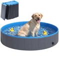 Load image into Gallery viewer, Foldable Dog Pool for Puppies and Ducks, Thickened PVC Dog Paddling Pool Bath Tub Hard Board, Anti-Slip Bottom and Hose Adapter for Easy Drainage, 160 x 30cm, Blue and Dark Grey
