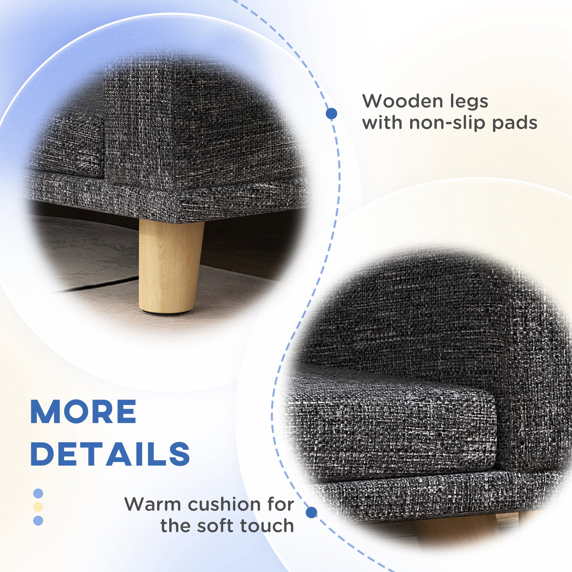 Dog Sofa, Dog Couch Bed for Large Dogs, Elevated Pet Cat Sofa Bed with Removable Washable Cover, Anti-slip Foot Pads, Dark Grey