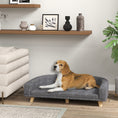 Load image into Gallery viewer, Dog Sofa, Dog Couch Bed for Large Dogs, Elevated Pet Cat Sofa Bed with Removable Washable Cover, Anti-slip Foot Pads, Dark Grey
