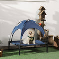 Load image into Gallery viewer, Raised Dog Bed Waterproof Elevated Pet Cot with Breathable Mesh UV Protection Canopy Blue, for Small Dogs, 61 x 46 x 62cm
