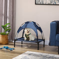 Load image into Gallery viewer, Raised Dog Bed Waterproof Elevated Pet Cot with Breathable Mesh UV Protection Canopy Blue, for Small Dogs, 61 x 46 x 62cm
