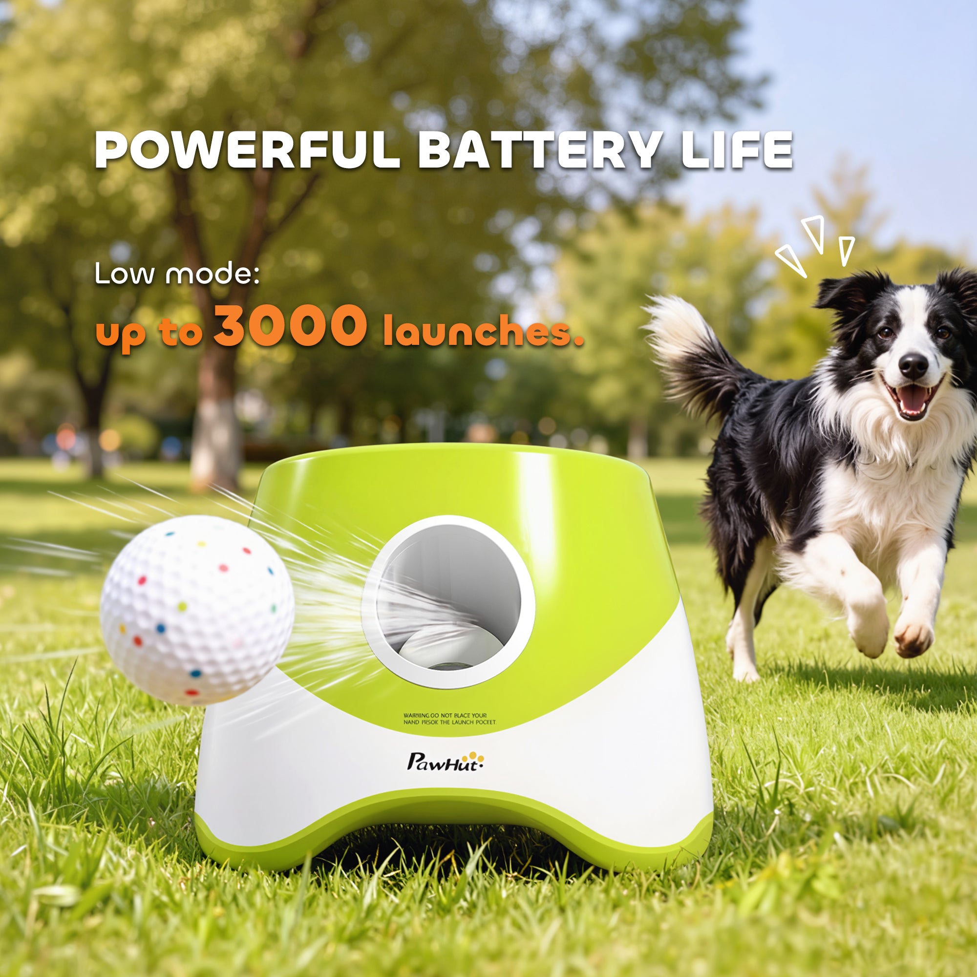 Automatic Dog Ball Launcher, Dog Ball Thrower with 5 2.3" ETPU Balls, 3 Distance Settings (20/33/46 ft) for Small Medium Pets, Interactive Fetch Machine for Indoor & Outdoor Play, Green
