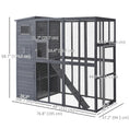 Load image into Gallery viewer, Large Catio Outdoor Cat Enclosure Weatherproof Cat House with Cat Condo, Indoor Wooden Cat Cage Pet Kennel, 77"L x 37"W x 69"H, Grey
