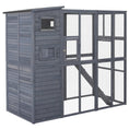 Load image into Gallery viewer, Large Catio Outdoor Cat Enclosure Weatherproof Cat House with Cat Condo, Indoor Wooden Cat Cage Pet Kennel, 77"L x 37"W x 69"H, Grey
