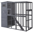 Load image into Gallery viewer, Large Catio Outdoor Cat Enclosure Weatherproof Cat House with Cat Condo, Indoor Wooden Cat Cage Pet Kennel, 77"L x 37"W x 69"H, Grey
