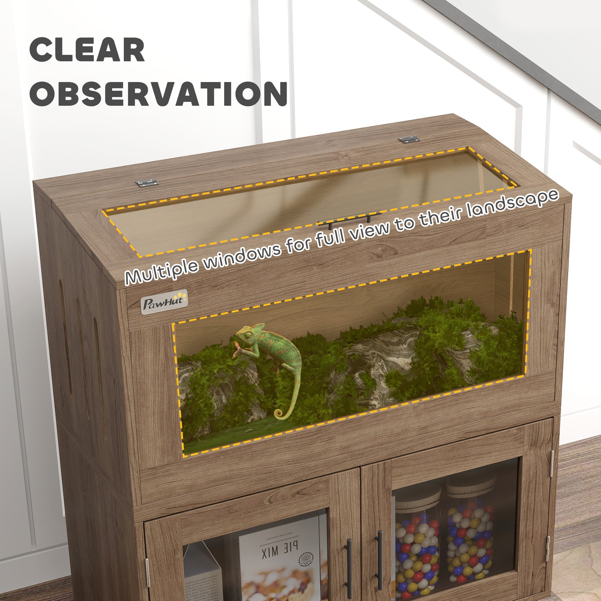 PawHut 60.5 Gallon Stackable Reptile Terrarium with Top Opening