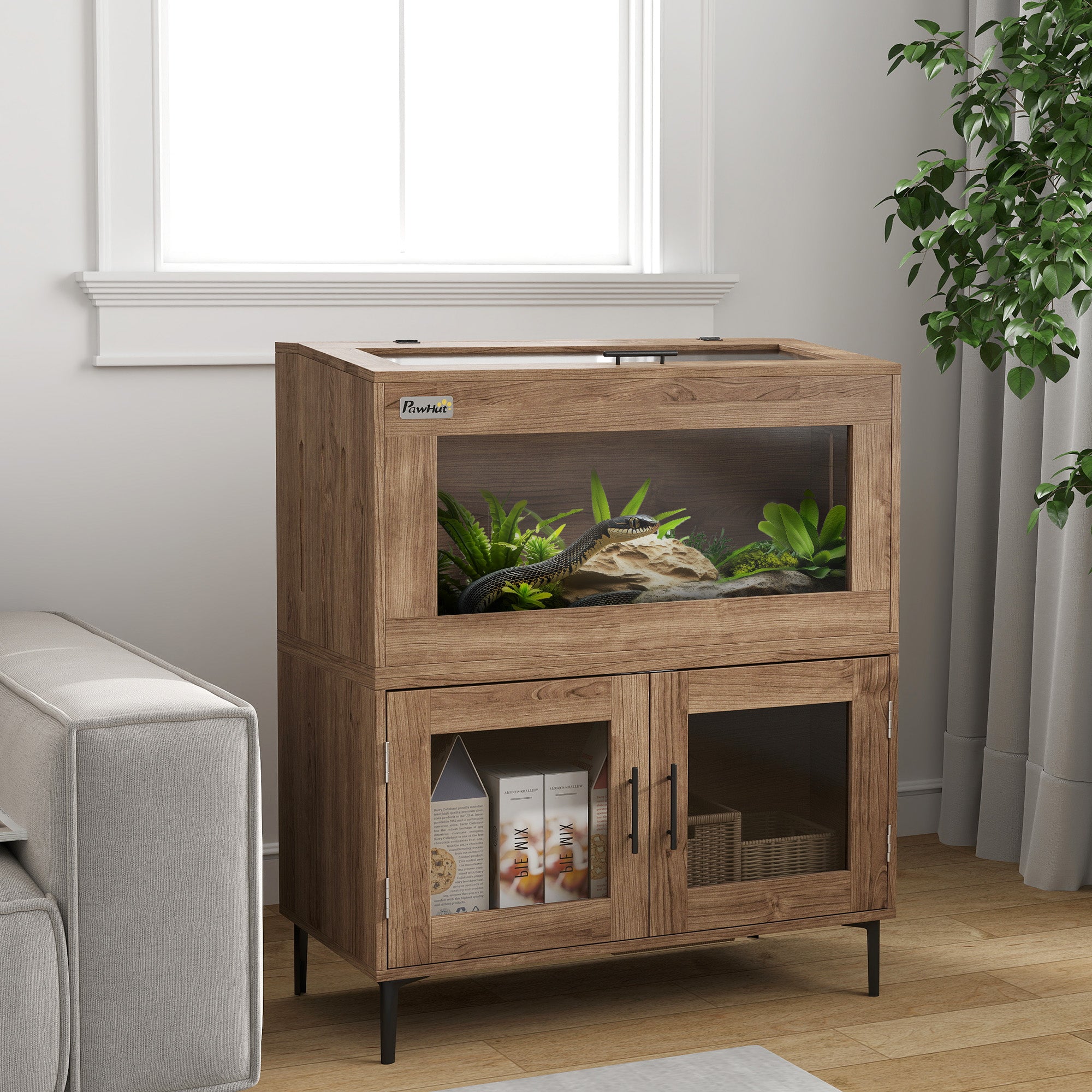 PawHut 60.5 Gallon Stackable Reptile Terrarium with Top Opening