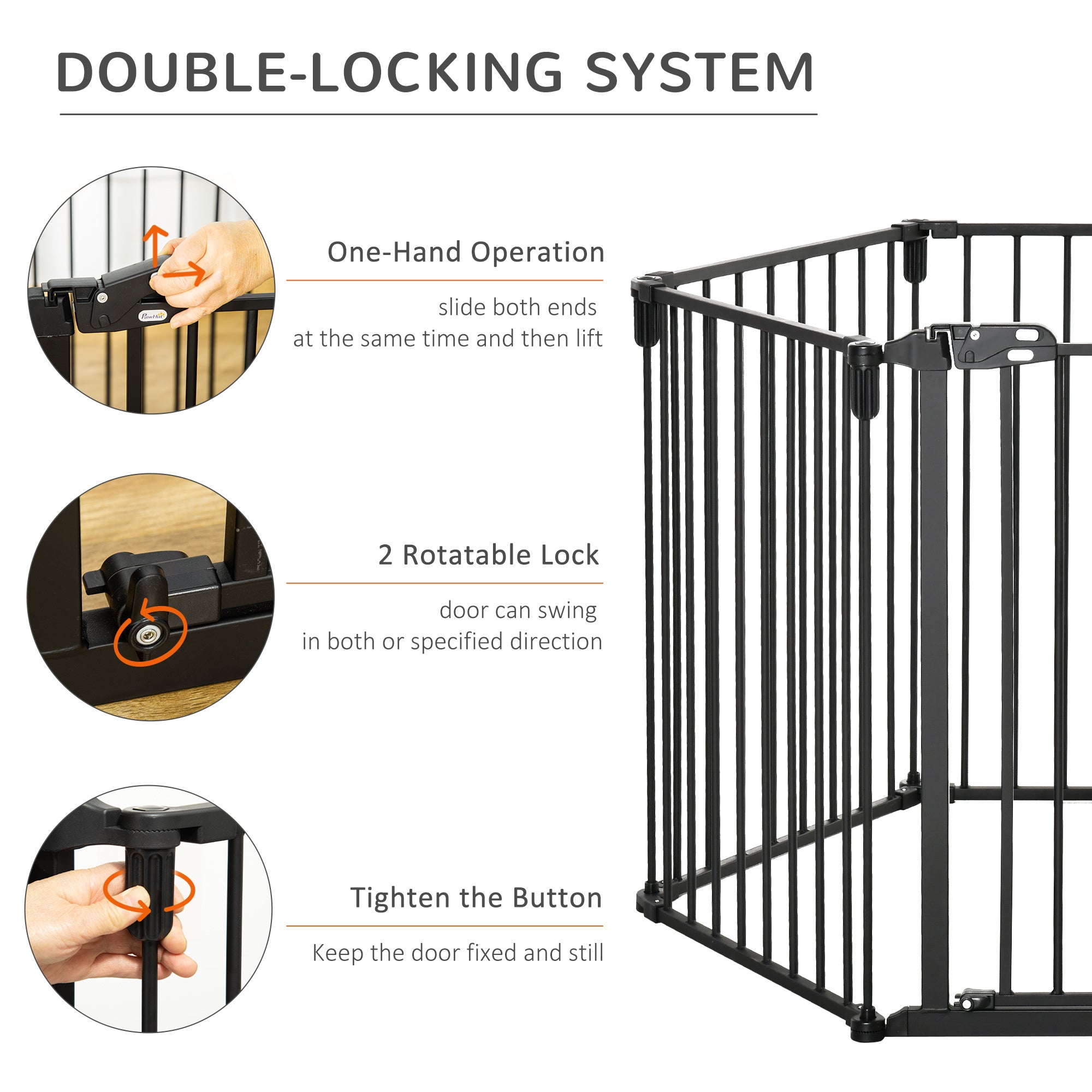Dog Playpen DIY Adjustable, Puppy Play Pen Dog Fences Indoor with Automatically Close Lock, Pet Door for Doorway Stair, Fireplace Christmas Tree Barrier, 6-Panel, 30''H