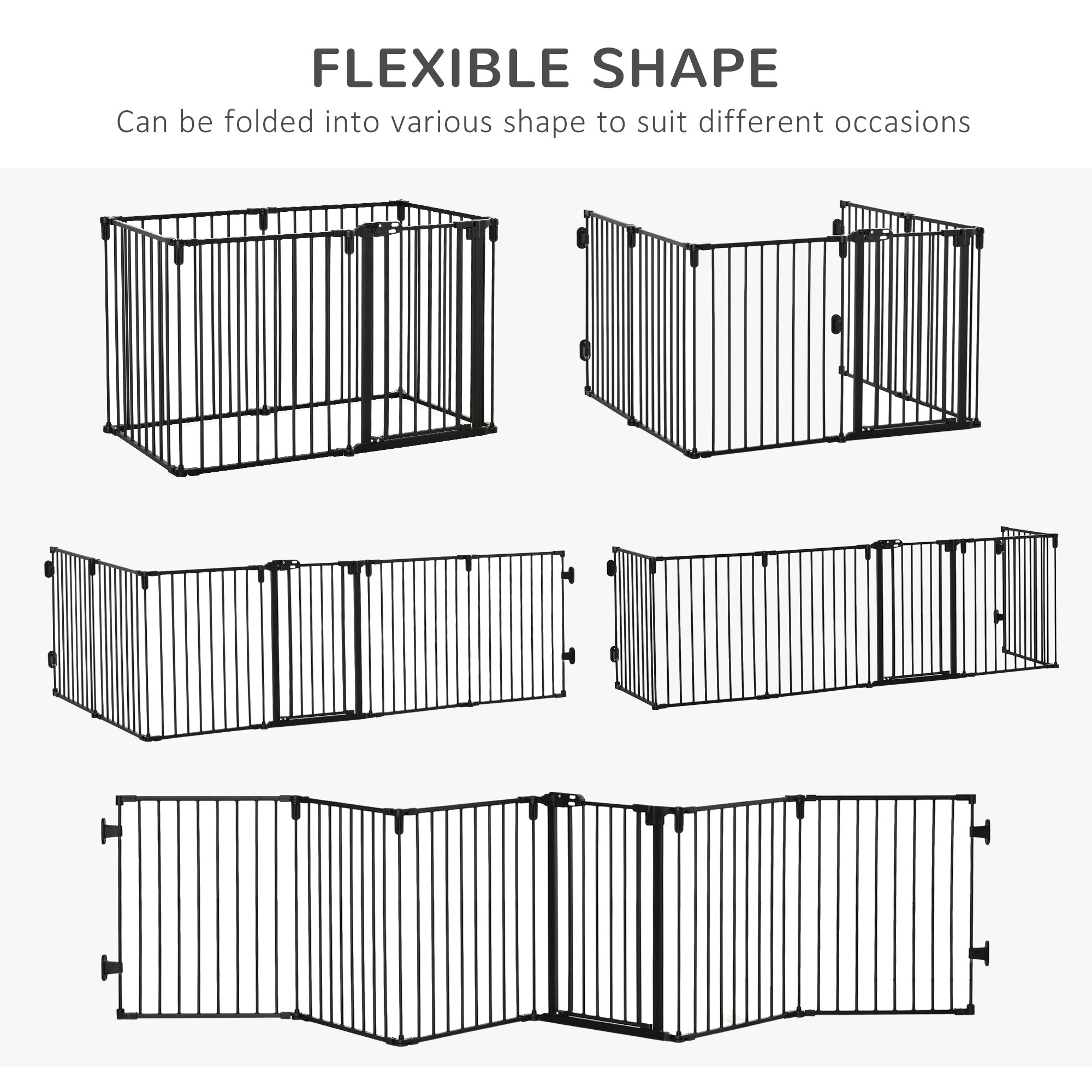 Dog Playpen DIY Adjustable, Puppy Play Pen Dog Fences Indoor with Automatically Close Lock, Pet Door for Doorway Stair, Fireplace Christmas Tree Barrier, 6-Panel, 30''H