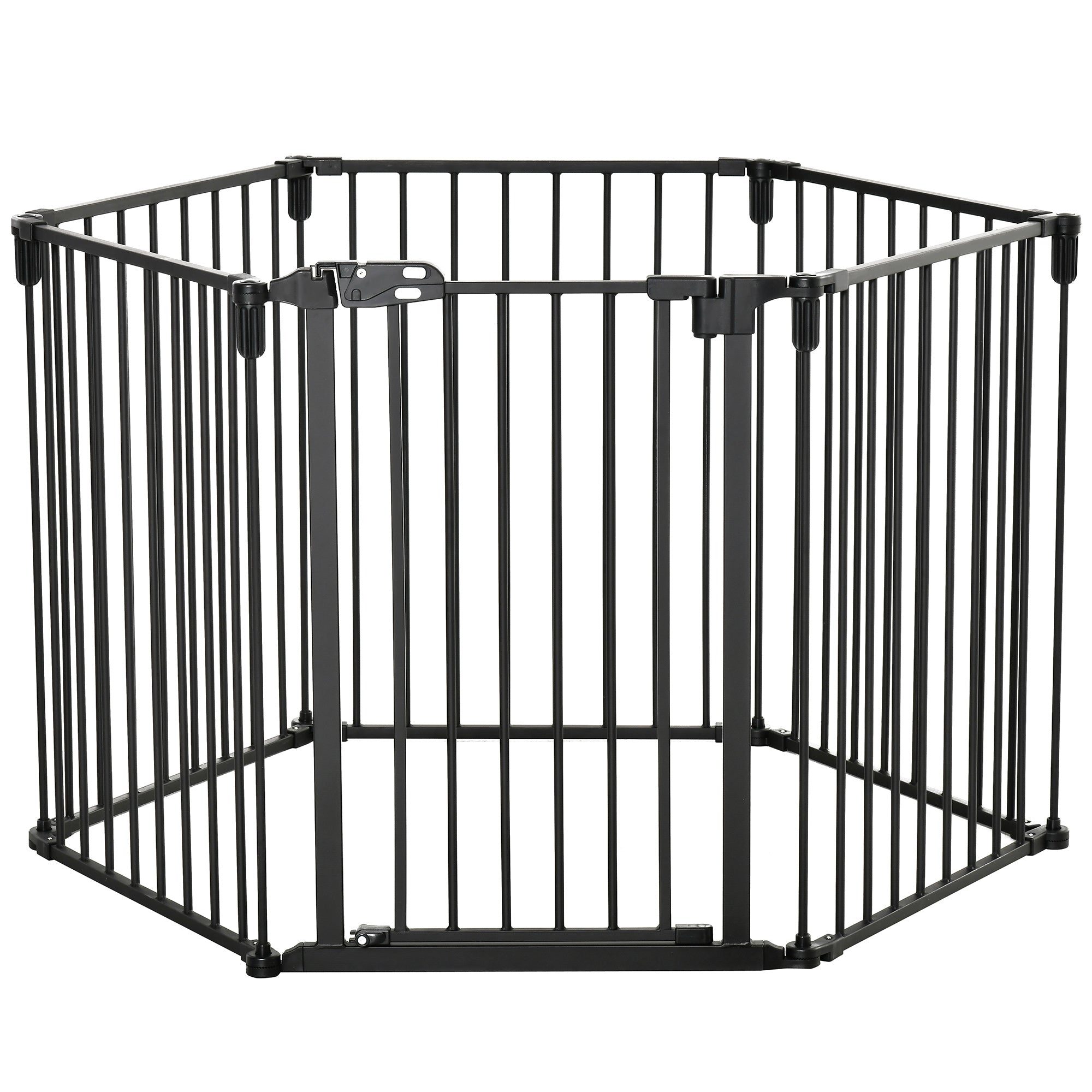 Dog Playpen DIY Adjustable, Puppy Play Pen Dog Fences Indoor with Automatically Close Lock, Pet Door for Doorway Stair, Fireplace Christmas Tree Barrier, 6-Panel, 30''H