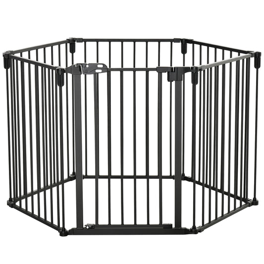 Dog Playpen DIY Adjustable, Puppy Play Pen Dog Fences Indoor with Automatically Close Lock, Pet Door for Doorway Stair, Fireplace Christmas Tree Barrier, 6-Panel, 30''H