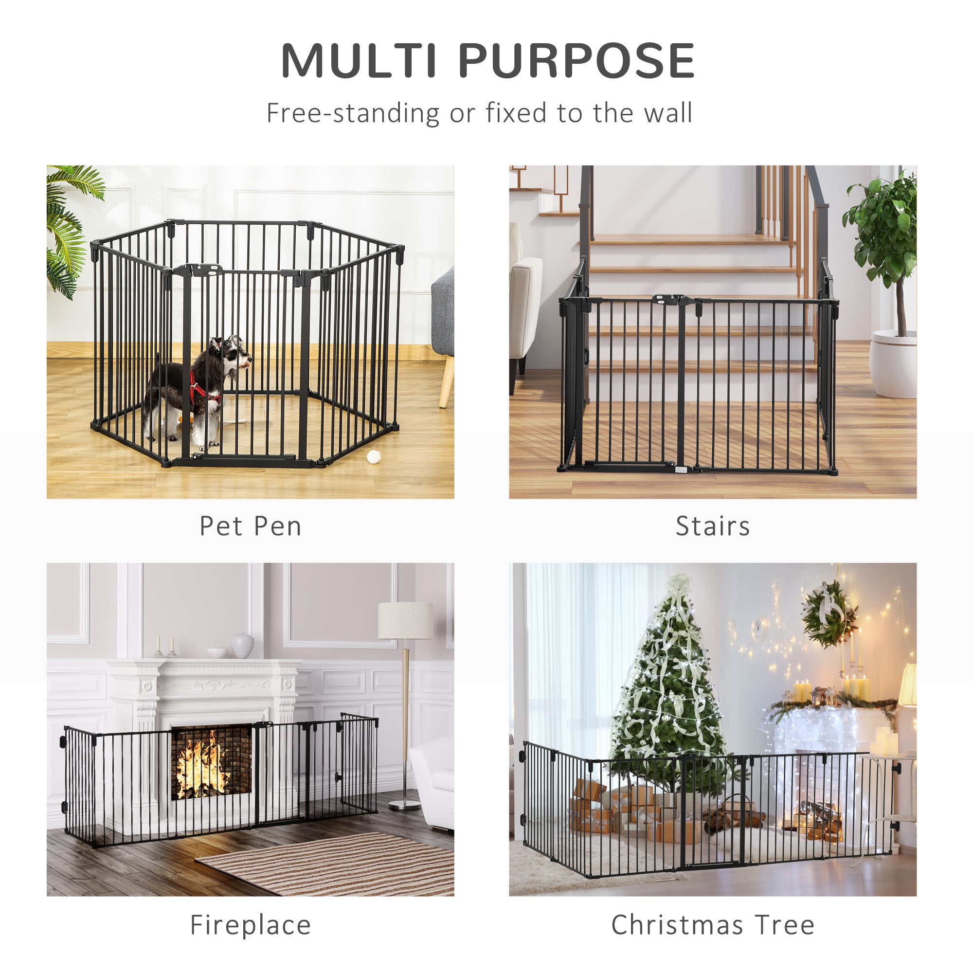 Dog Playpen DIY Adjustable, Puppy Play Pen Dog Fences Indoor with Automatically Close Lock, Pet Door for Doorway Stair, Fireplace Christmas Tree Barrier, 6-Panel, 30''H