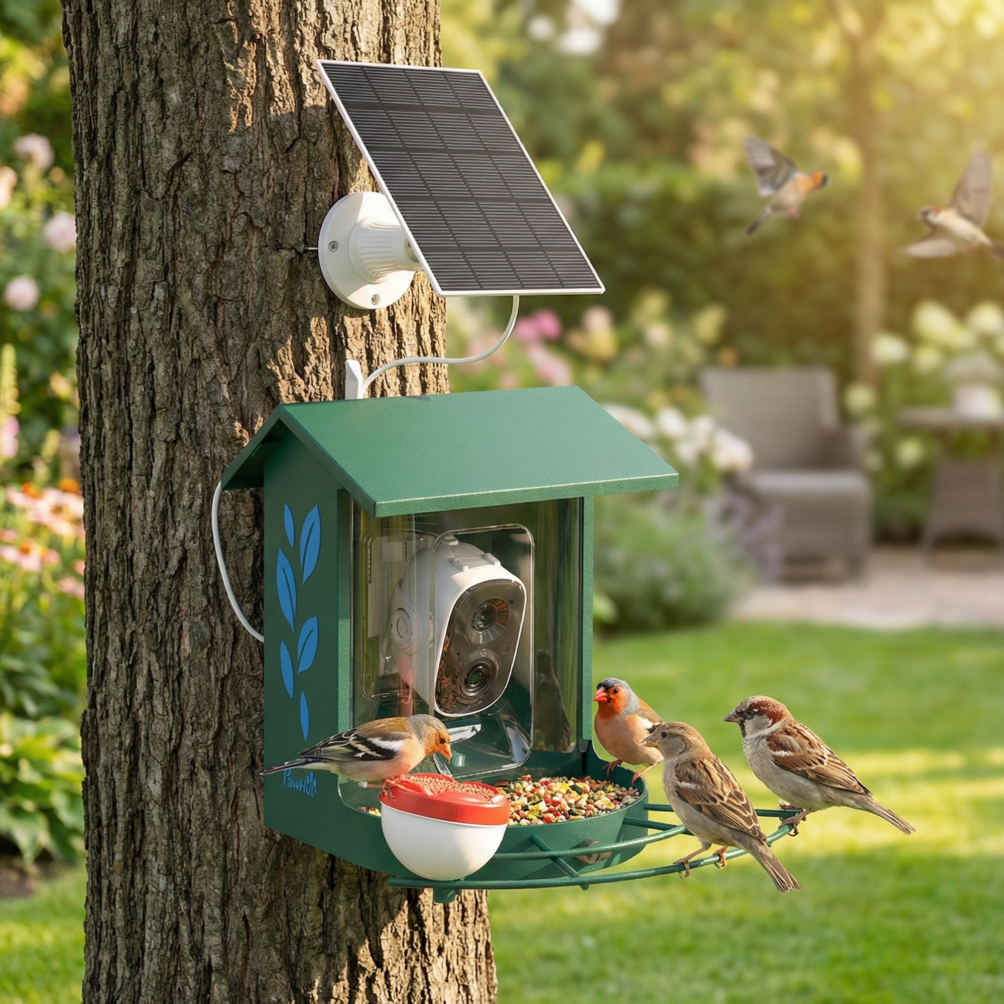 Smart Bird Feeder with Camera, AI Identify 16000+ Birds, 2K HD Live Video, Auto Video Capture, Motion Detection, Instant Arrival Alerts, 3W Solar Powered, Bird Lover Gifts
