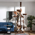 Load image into Gallery viewer, Cat Tower for Large Cats Adult, Floor to Ceiling Cat Tree Adjustable Height 94"-102" Multi-Level with Scratching Posts, Cozy Hammock, Dangling Ball Toy, Brown
