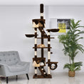 Load image into Gallery viewer, Cat Tower for Large Cats Adult, Floor to Ceiling Cat Tree Adjustable Height 94"-102" Multi-Level with Scratching Posts, Cozy Hammock, Dangling Ball Toy, Brown
