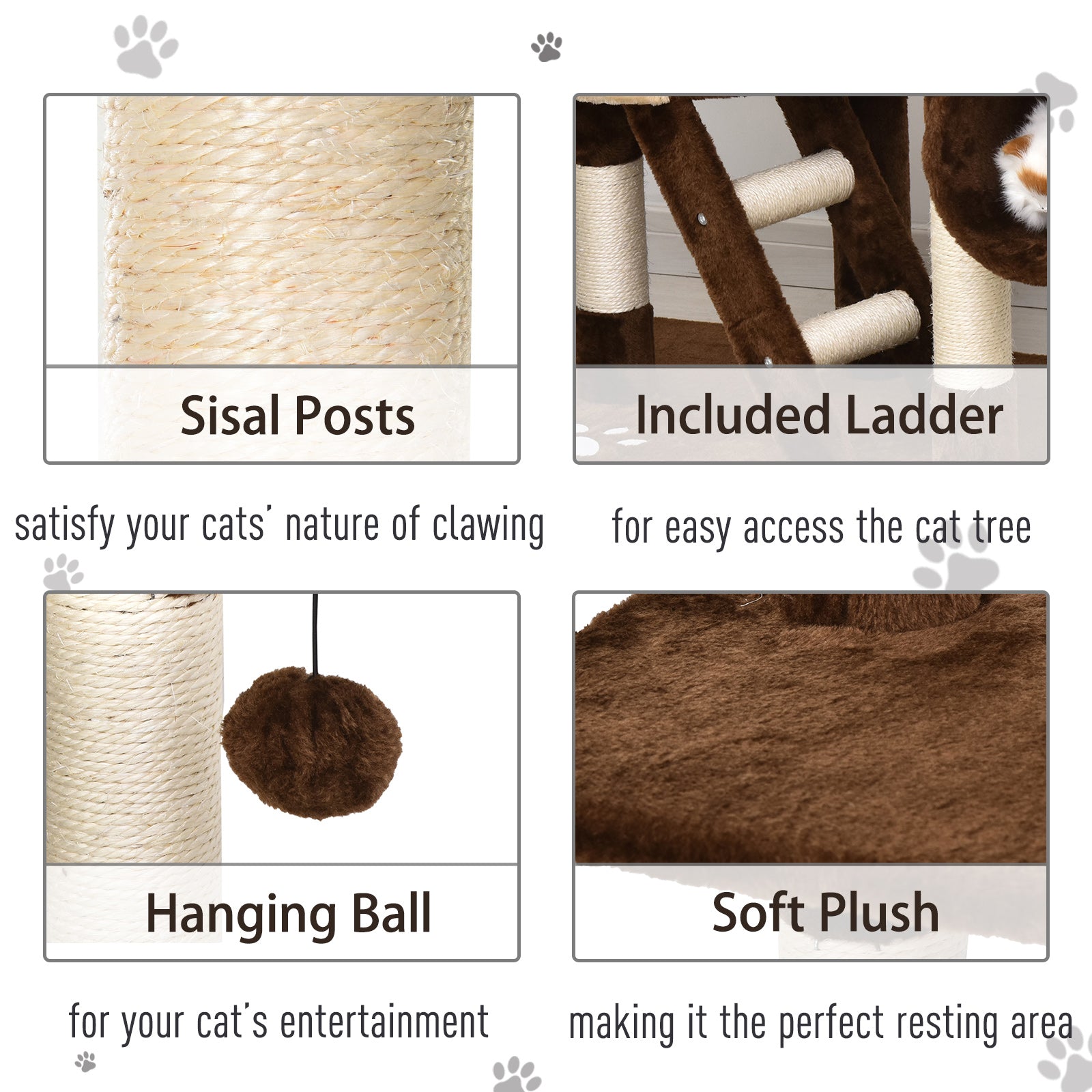 Cat Tower for Large Cats Adult, Floor to Ceiling Cat Tree Adjustable Height 94"-102" Multi-Level with Scratching Posts, Cozy Hammock, Dangling Ball Toy, Brown
