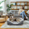 Load image into Gallery viewer, Dog Sofa Bed for Large Sized Pet, Cat Sofa with Soft Velvet Fabric, Removable Cushion, Washable Cover, Anti-Slip Foot Pads, 55 lbs Dog Couch, Grey
