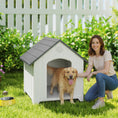 Charger l'image dans la visionneuse de la galerie, Large Plastic Dog House Outdoor Indoor, Water Resistant Puppy Shelter with Base Support, Air Vents, Elevated Floor, for Medium Large Pets, 34.6" L x 31.1" W x 35" H

