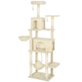 Load image into Gallery viewer, Cat Tree, 202cm Large Cat Tower for Indoor Kittens with 6 Scratching Posts, 2 Condos, 2 Perches, 2 Hammocks, Pompoms, Multi-Level Plush Kitty Activity Centre for Rest and Play, Beige
