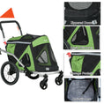 Load image into Gallery viewer, Dog Bike Trailer Dog Stroller 2 in 1 Foldable with Aluminium Frame, Quick-Release Wheels, Safety Leash, Anti-Slip Mat, Hitch Coupler, Reflectors, Flag, for Medium Dogs - Green
