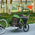 Load image into Gallery viewer, Aosom 2 in 1 Bike Trailer, Foldable Dog Bike Stroller with Aluminum Frame, Quick Release Wheels, Safety Leash, Anti-Slip Mat, Hitch Coupler, Reflectors, Flag for Medium Dogs, Green
