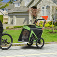 Load image into Gallery viewer, Aosom 2 in 1 Bike Trailer, Foldable Dog Bike Stroller with Aluminum Frame, Quick Release Wheels, Safety Leash, Anti-Slip Mat, Hitch Coupler, Reflectors, Flag for Medium Dogs, Green
