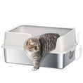 Load image into Gallery viewer, Stainless Steel Cat Litter Box with Lid, Metal Extra Large Enclosed Litter Box for Big Cats with Scoop, High Sided, Non-Stick & Anti-Urine Leakage, Easy Cleaning
