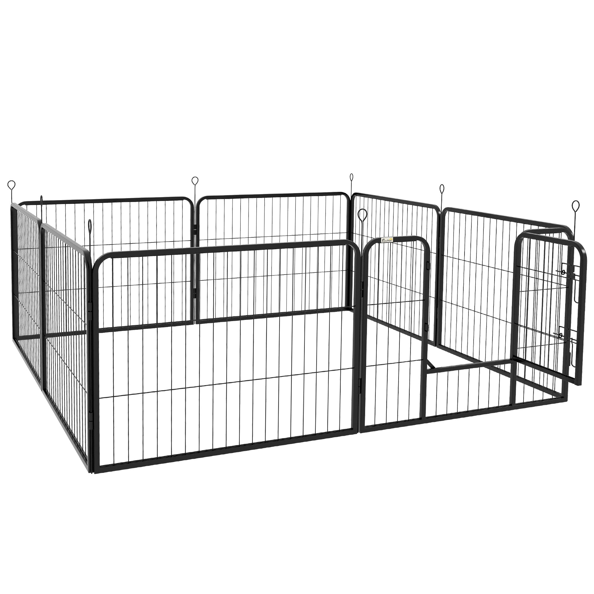 Dog Playpen, Wide 31.5"W Heavy-Duty Metal Puppy Play Pen, Pet Exercise Fences for Outside and Indoor, DIY Design with Door for Small Dogs, 8 Panels, 23.5"H