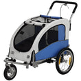 Load image into Gallery viewer, Dog Bike Trailer, 2-in-1 Pet Stroller Cart Bicycle Carrier, Folding Cart Frame with Suspension, Universal Bicycle Coupler, Reflectors, Flag, for Medium Dogs Up to 44 LBS, Light Gray
