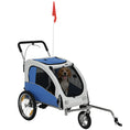 Load image into Gallery viewer, Dog Bike Trailer, 2-in-1 Pet Stroller Cart Bicycle Carrier, Folding Cart Frame with Suspension, Universal Bicycle Coupler, Reflectors, Flag, for Medium Dogs Up to 44 LBS, Light Gray
