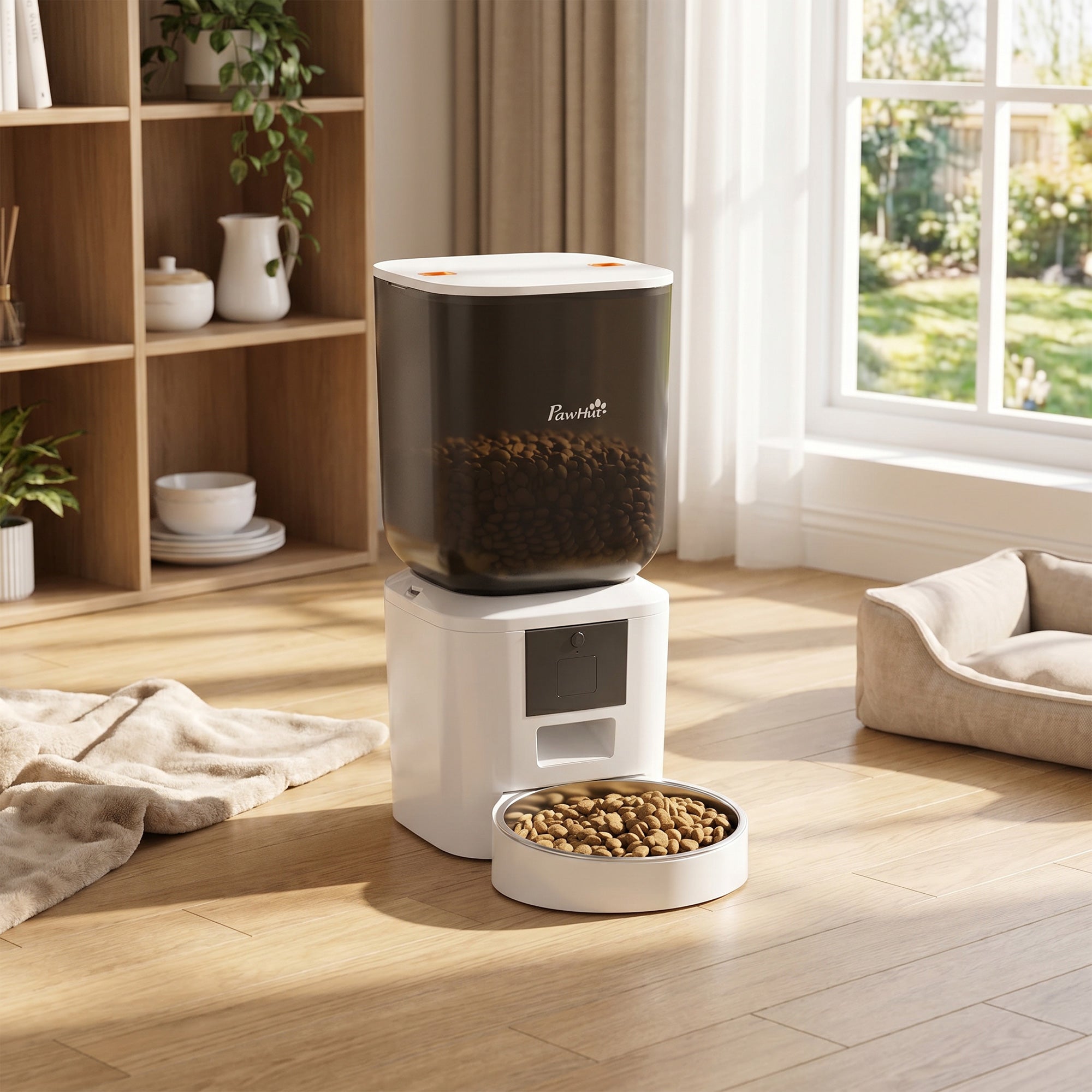 Automatic Cat Feeder, 2.4G WiFi, Smart APP Control 8L Extra Large Pet Feeder Dispenser 1-10 Meals with 10s Meal Call Back, Anti-Clogging, Dual Power Supply, Detachable Clean