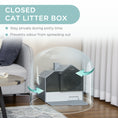 Load image into Gallery viewer, PawHut Hooded Cat Litter Box with Kitty Litter Mat, Kitty Litter Pan with Odor Control, Easy-Clean Pull-Out Drawer, Handle, Scoop, Gray
