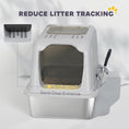 Load image into Gallery viewer, Stainless Steel Litter Box with Lid, Extra Large Hooded Cat Litter Tray for Big Cats with Front-Entry and Top-Exit, Metal Scoop, Deodorizer Bag, Non-Sticky, Odour Control and Easy Clean

