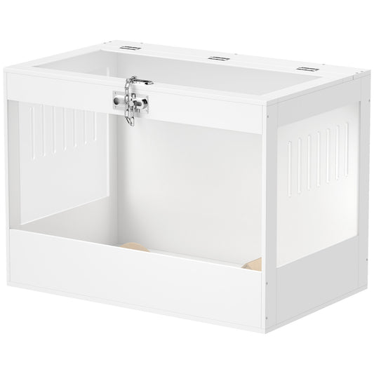PawHut Hamster Cage with Openable Top & Lock, Transparent Acrylic Panels Small Animal Habitat with Hut, Seesaw, Ladder, for Dwarf Hamster Gerbil, 31.5" x 20" x 23", White