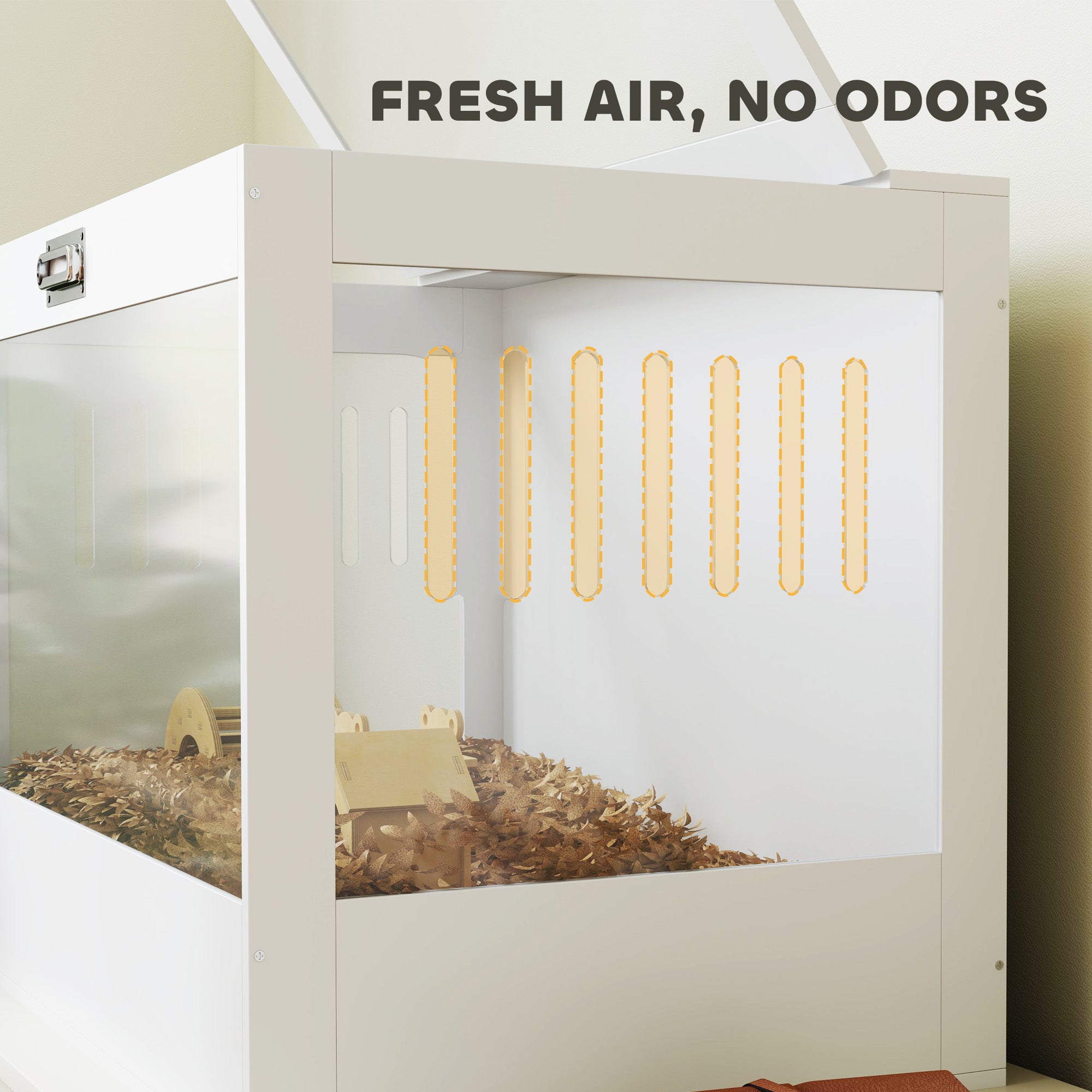 PawHut Hamster Cage with Openable Top & Lock, Transparent Acrylic Panels Small Animal Habitat with Hut, Seesaw, Ladder, for Dwarf Hamster Gerbil, 31.5" x 20" x 23", White