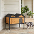 Load image into Gallery viewer, Outdoor Cat House Wooden with Removable Liner, Raised Cat Shelter Outdoor Indoor, Weatherproof Asphalt Roof, Wide Side Cleaning Door, PVC Curtain, 1 Cat up to 10 kg
