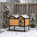 Load image into Gallery viewer, Outdoor Cat House Wooden with Removable Liner, Raised Cat Shelter Outdoor Indoor, Weatherproof Asphalt Roof, Wide Side Cleaning Door, PVC Curtain, 1 Cat up to 10 kg
