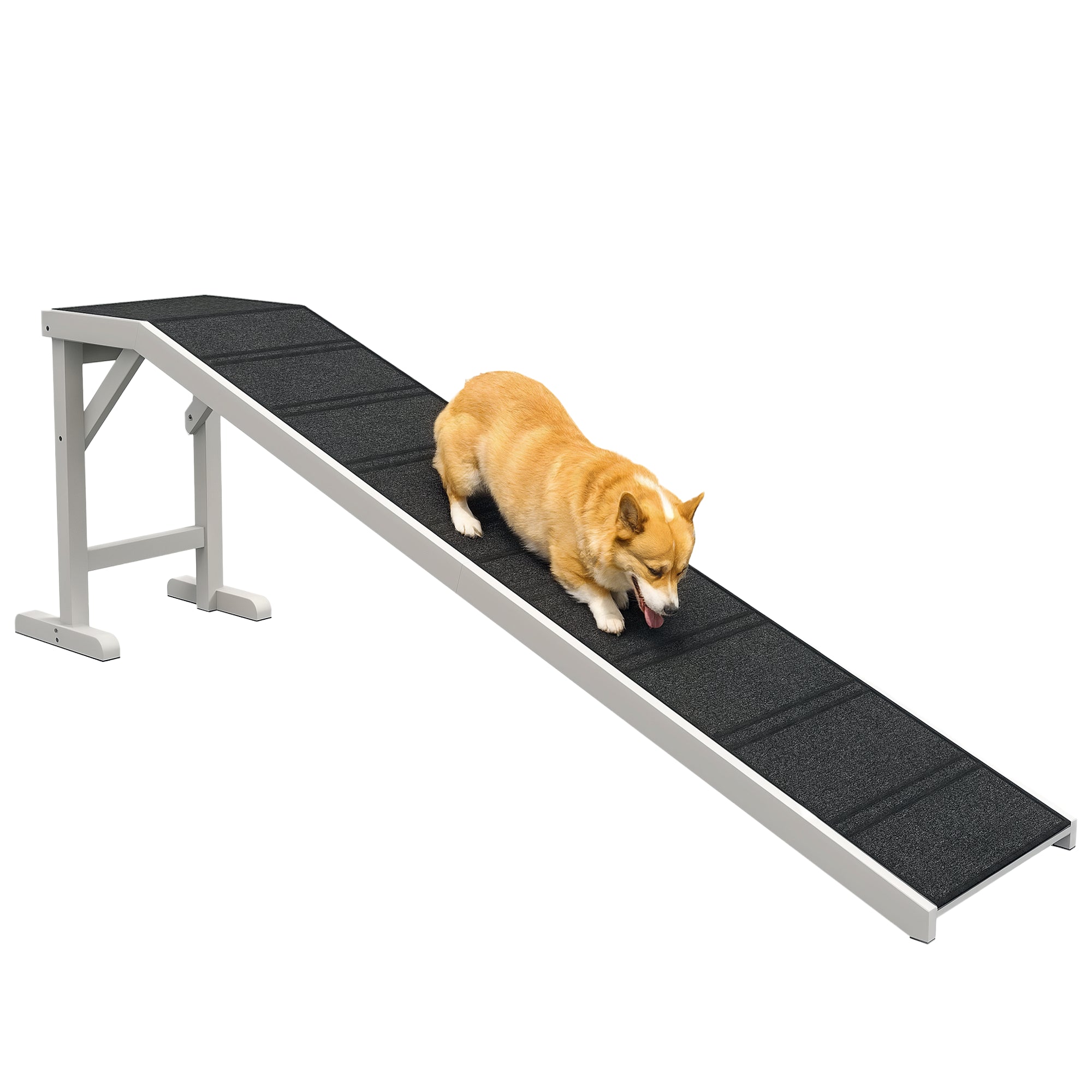 PawHut Foldable Dog Ramp with Non-Slip Carpet for Easy Climbing White