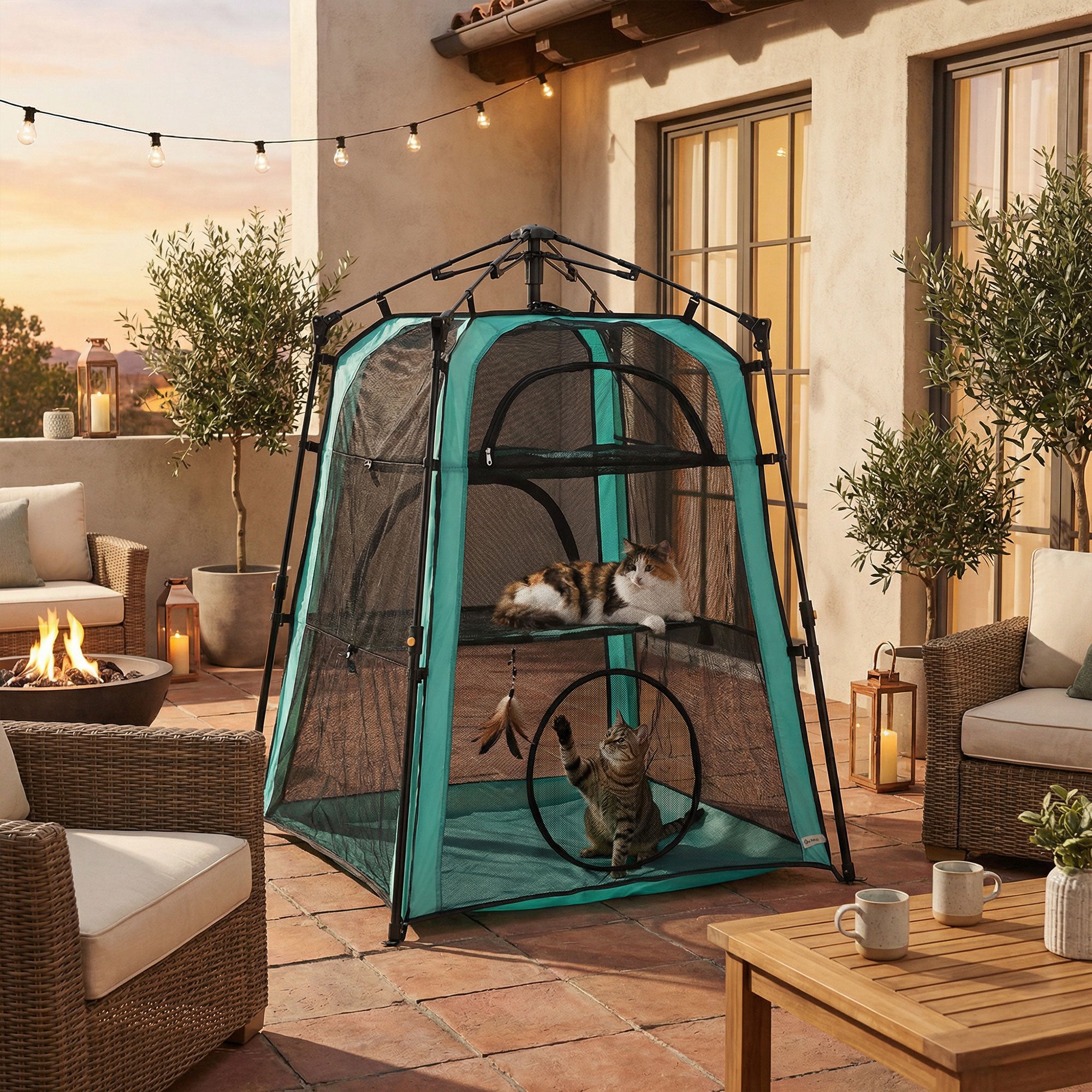 Catio, Outdoor Indoor Cat Enclosure Extra Large, Spacious Cat Tower Tents Playpen with Breathable Mesh, Carry Bag and Stakes, for Outside, Patios, Camping, Indoor Use