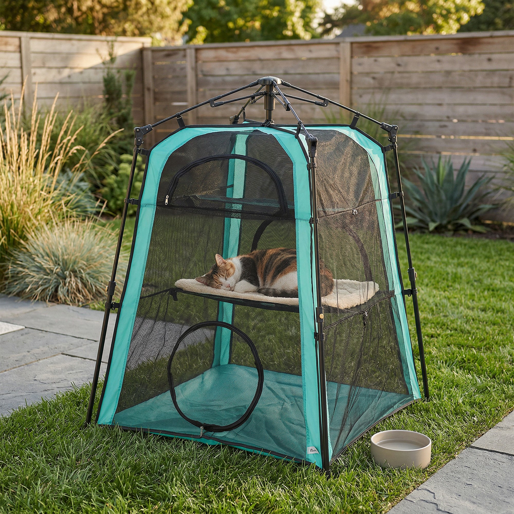 PawHut 3-Tier Portable Cat Tent Extra-Large Indoor Outdoor with Breathable Mesh