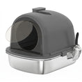 Charger l'image dans la visionneuse de la galerie, Stainless Steel Litter Box with Lid, Enclosed Cat Litter Box with Scoop, Deodorizer Bag, Handle, Odour Control, Non-Sticky and Easy to Clean, Dark Grey
