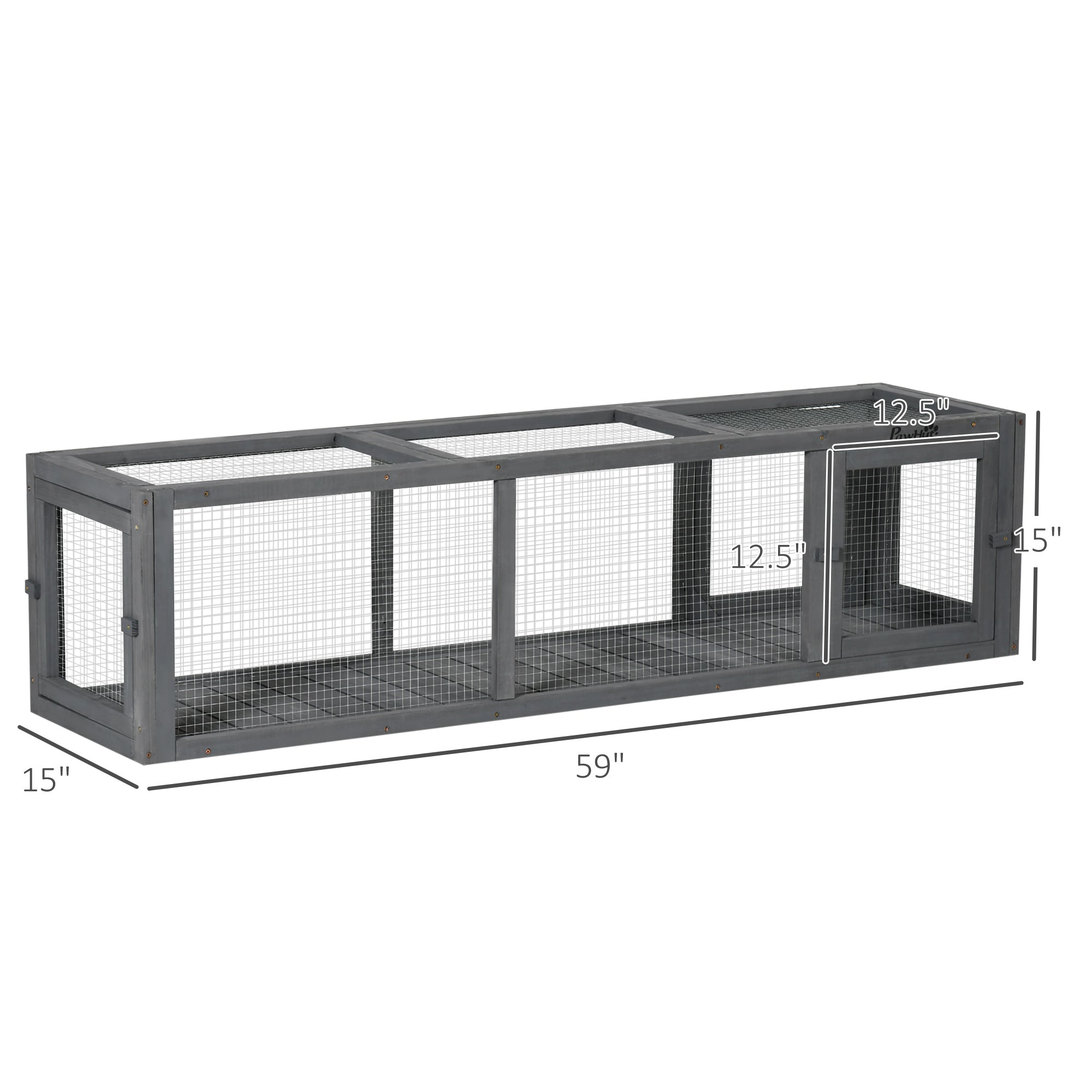 PawHut Outdoor Cat Tunnel with Extendable Design, 59" L Wooden Cat Run with Weather Protection, Connecting Inside and Outside, for Deck Patios, Balconies, Gray