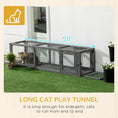 Load image into Gallery viewer, PawHut Outdoor Cat Tunnel with Extendable Design, 59" L Wooden Cat Run with Weather Protection, Connecting Inside and Outside, for Deck Patios, Balconies, Gray
